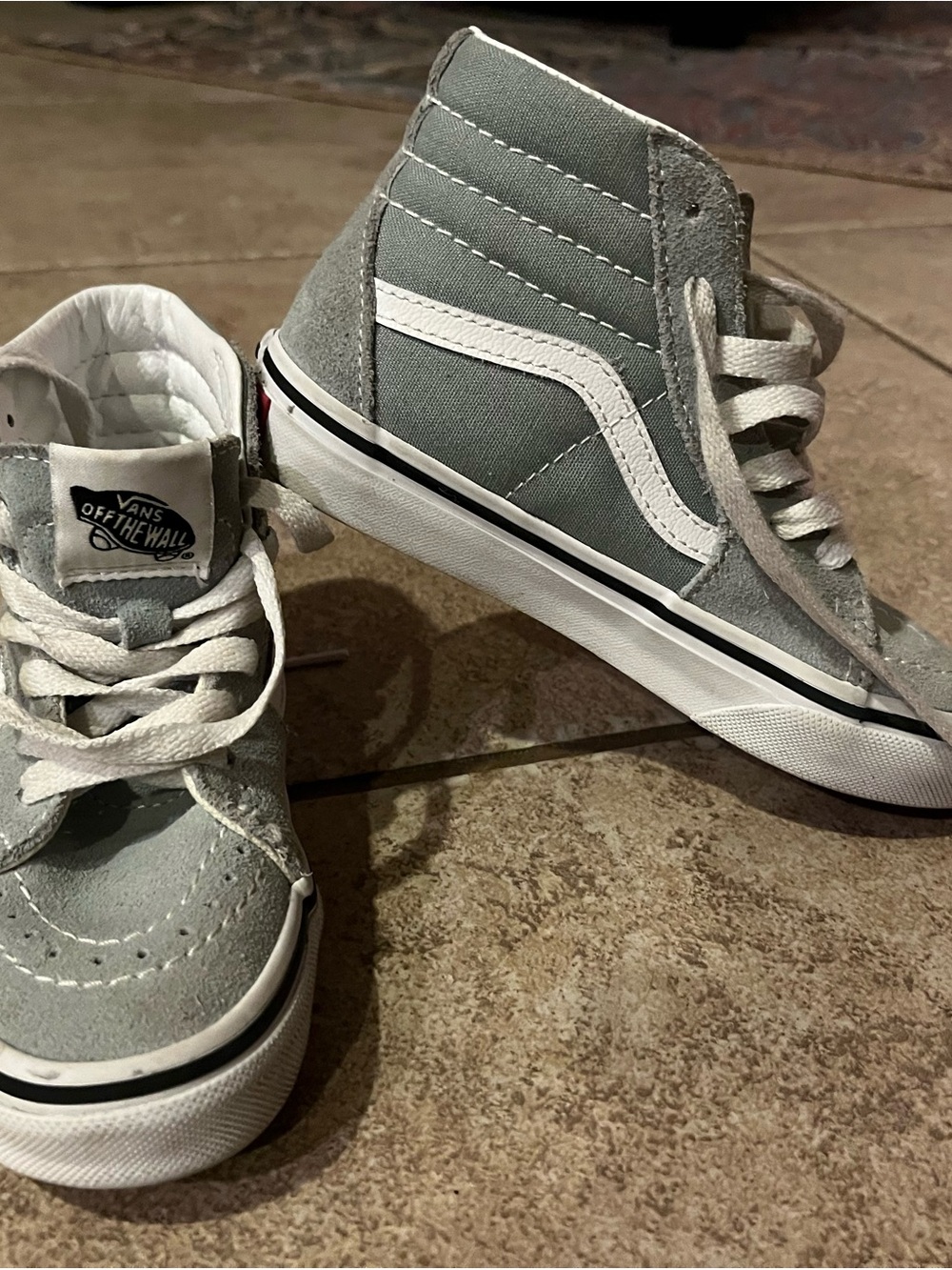 Vans Kids High-Top Sneakers in Light Gray and White